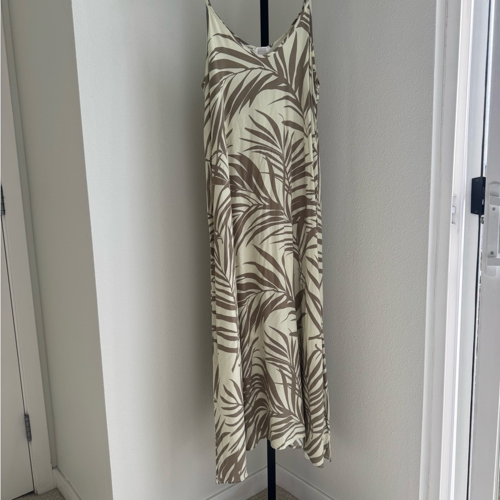 Nordstrom Cream and Brown Spaghetti Strap Sundress